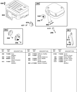 Muffler Diagram and Parts List for 85432-0235-A1  Briggs and Stratton Engine